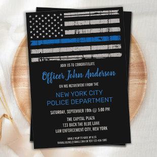 Thin Blue Line Police Law Enforcement Retirement Invitation