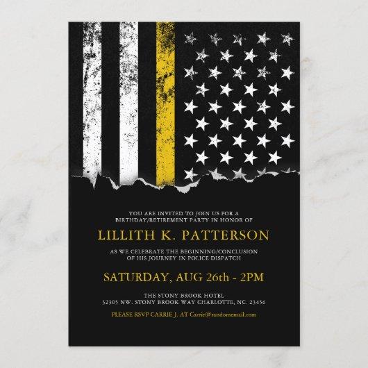 Thin Gold Line Flag Police Dispatch Party|Event Invitation