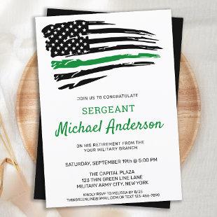 Thin Green Line Party Retirement Soldier Military  Invitation