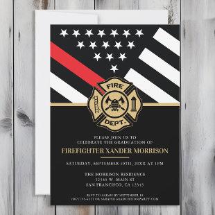 Thin Red Line Firefighter Graduation Party Invitation
