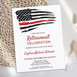 Thin Red Line Firefighter Retirement Party Invitation Postcard