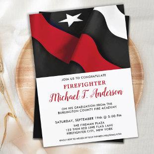 Thin Red Line Fireman Party Firefighter Graduation Invitation