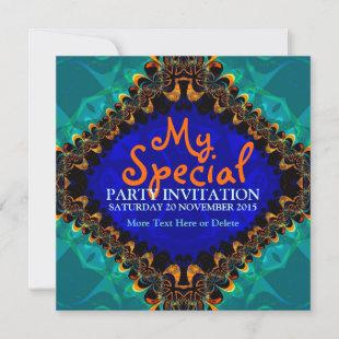 Tie Dye Batik Fractal Art Invitation