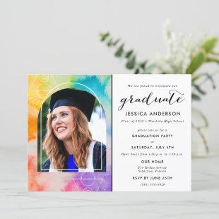 Tie Dye High School Graduation Photo Invitation