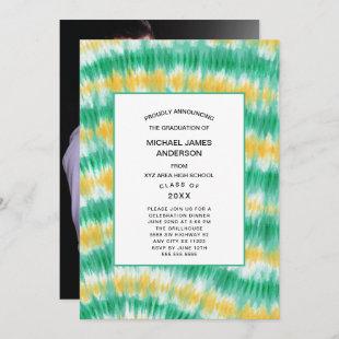 Tie Dye photo graduation celebration invitation