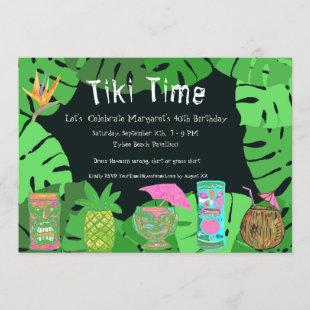 Tiki Time Customizable Birthday Party Invitation