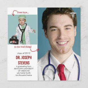 Toys to Real Doctor Medical Graduation Invitation