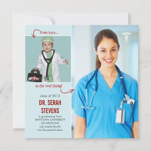 Toys to Real Doctor Medical Graduation Invitation