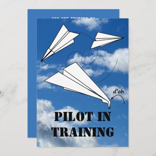 Trainee Pilot Flying Paper Aeroplane Airplane Invitation