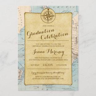 Travel Map Graduation Celebration Invitation