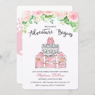 Travel Themed Floral Invitation