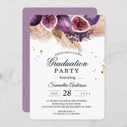 Trendy Beauty Purple Figs & Pampas Invitation