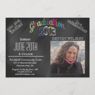 Trendy Chalkboard Typography 2013 Graduation Invitation