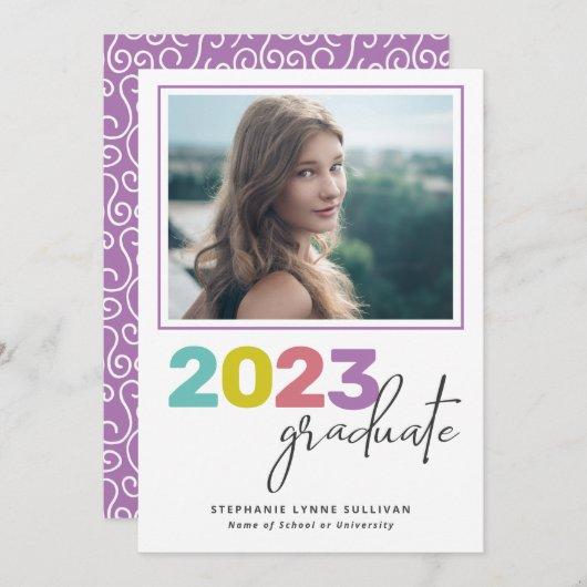 Trendy Colorful Lettering Modern Grad Party Invitation