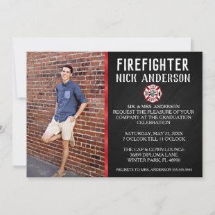 Trendy Firefighter School Graduation Announcement