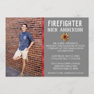 Trendy Firefighter School Graduation Announcement