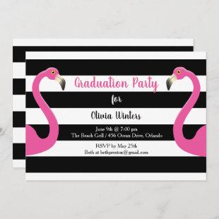 Trendy Flamingo Graduation Invitation