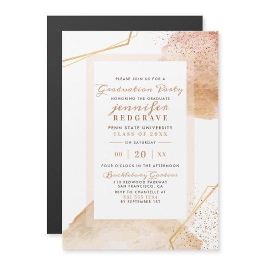 Trendy Gold Abstract Speckles Geometric Graduation Magnetic Invitation