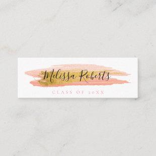trendy gold and pink graduation name insert card