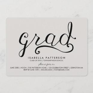 Trendy Grad Gray Graduation Invitation