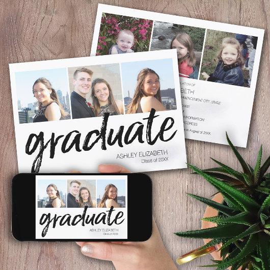Trendy Graduation Party Announce with 6 Photos Invitation