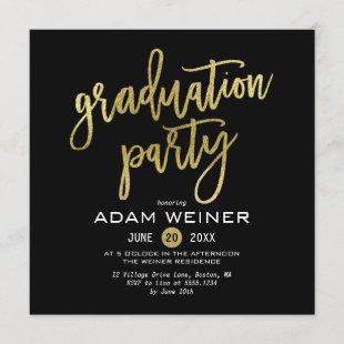 Trendy Graduation Party Invitation Faux Gold