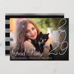 Trendy Hand-Lettered Modern Photo Graduation Party Invitation
