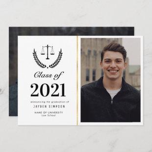 Trendy law school graduation photo announcement