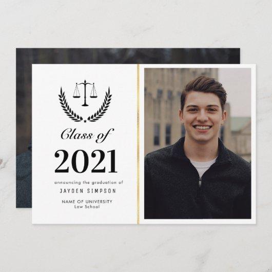 Trendy law school graduation photo announcement