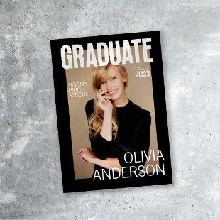 trendy magazine cover graduation announcement