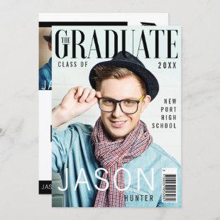 Trendy Magazine Cover Inspired Grad Invitation