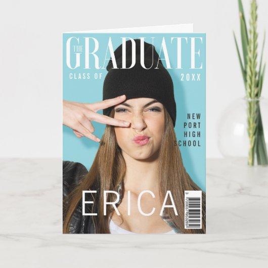 Trendy Magazine Cover Inspired Graduation Card
