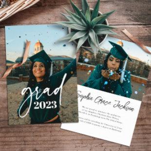 Trendy Modern Casual Typography Photo Graduation Announcement