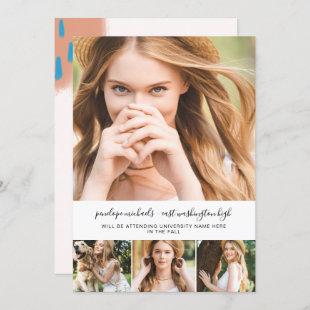 Trendy Photo Collage and Splashes Graduation Party Invitation