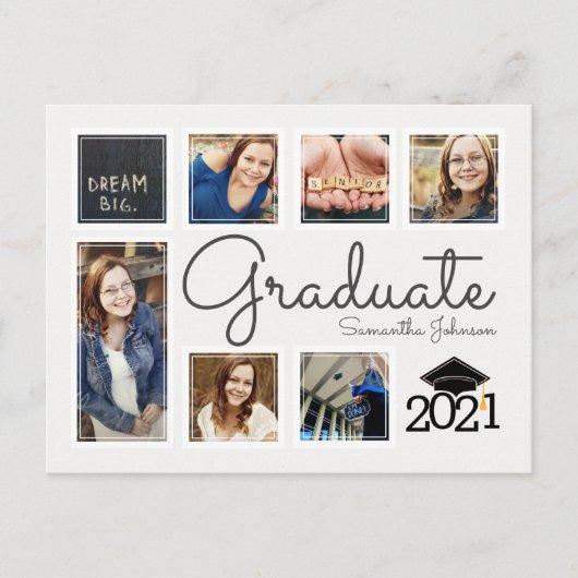 Trendy Photo Collage Cap Graduate Announcement Postcard