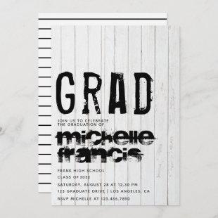 Trendy Rustic Typography Graduation Party Invitation