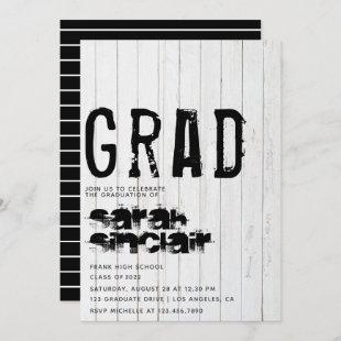 Trendy Rustic Typography Graduation Party Invitation