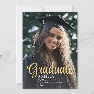 Trendy Script Overlay | Two Photo Graduation Announcement
