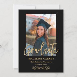 Trendy Script Overlay | Two Photo Graduation  Announcement