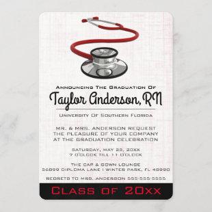 Trendy Stethoscope Medical School Graduation Invitation