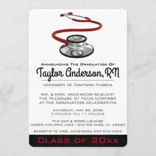 Trendy Stethoscope Medical School Graduation Invitation