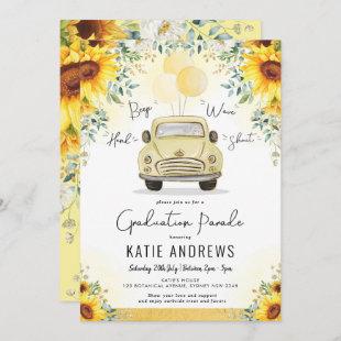 Trendy Sunflower Drive By Graduation Party Parade Invitation