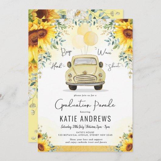 Trendy Sunflower Drive By Graduation Party Parade Invitation