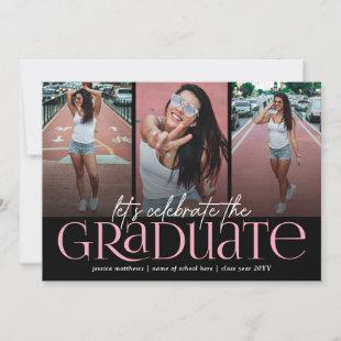 Trendy Typography Photo Collage Graduation Party Invitation