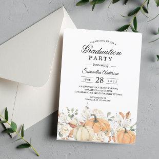 Trendy Watercolor Flowers & Pumpkins Autumn  Invitation
