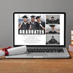 Triple Graduates Celebration | 4 Photo Graduation Invitation