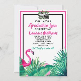 Tropical Aloha Flamingo Graduation Luau 2022 Invitation