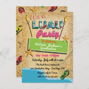Tropical Beach Luau Party Invitations