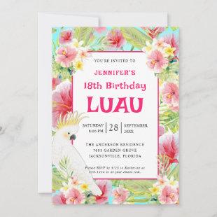 Tropical Floral Hawaiian Birthday Luau Invitation