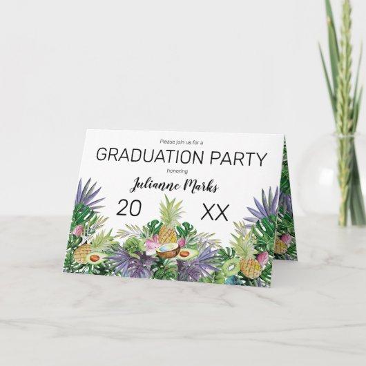 Tropical Fruit | Greenery Summer Graduation Party Invitation